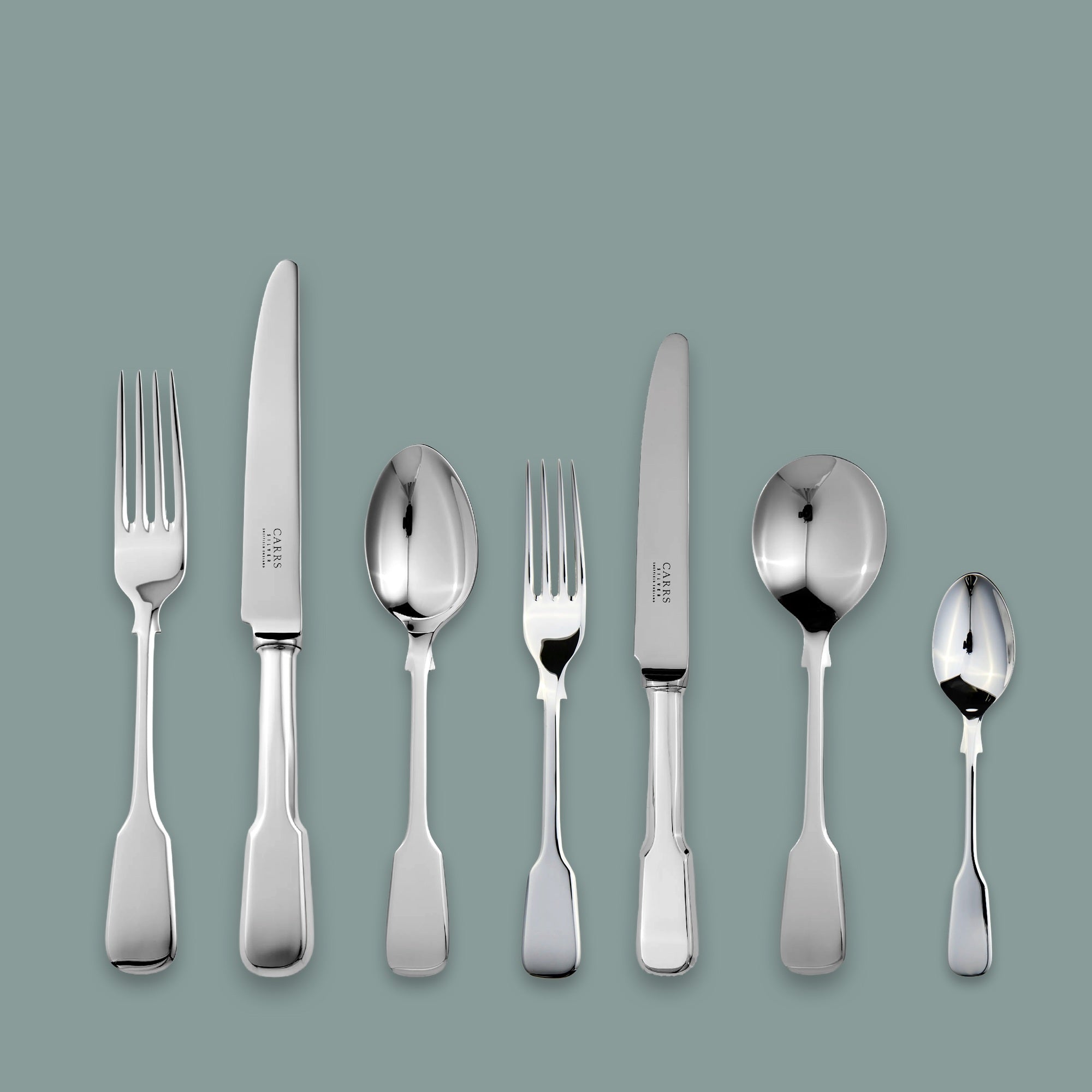 Carrs Fiddle Silver Plate 56-Piece Set x Table knife, table