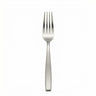 Satin steel dessert fork on white background