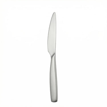 Satin steel dessert knife on white background