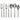 Satin steel 7 piece cutlery set including knvives, forks and spoons on white background