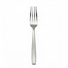 Satin steel table fork on white background