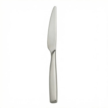 Satin steel table knife on white background