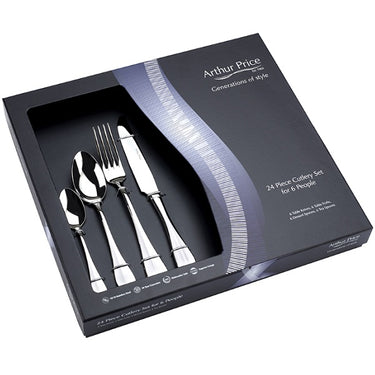 Arthur Price Classic Stainless Steel Cutlery 24 Piece Box Set Baguette