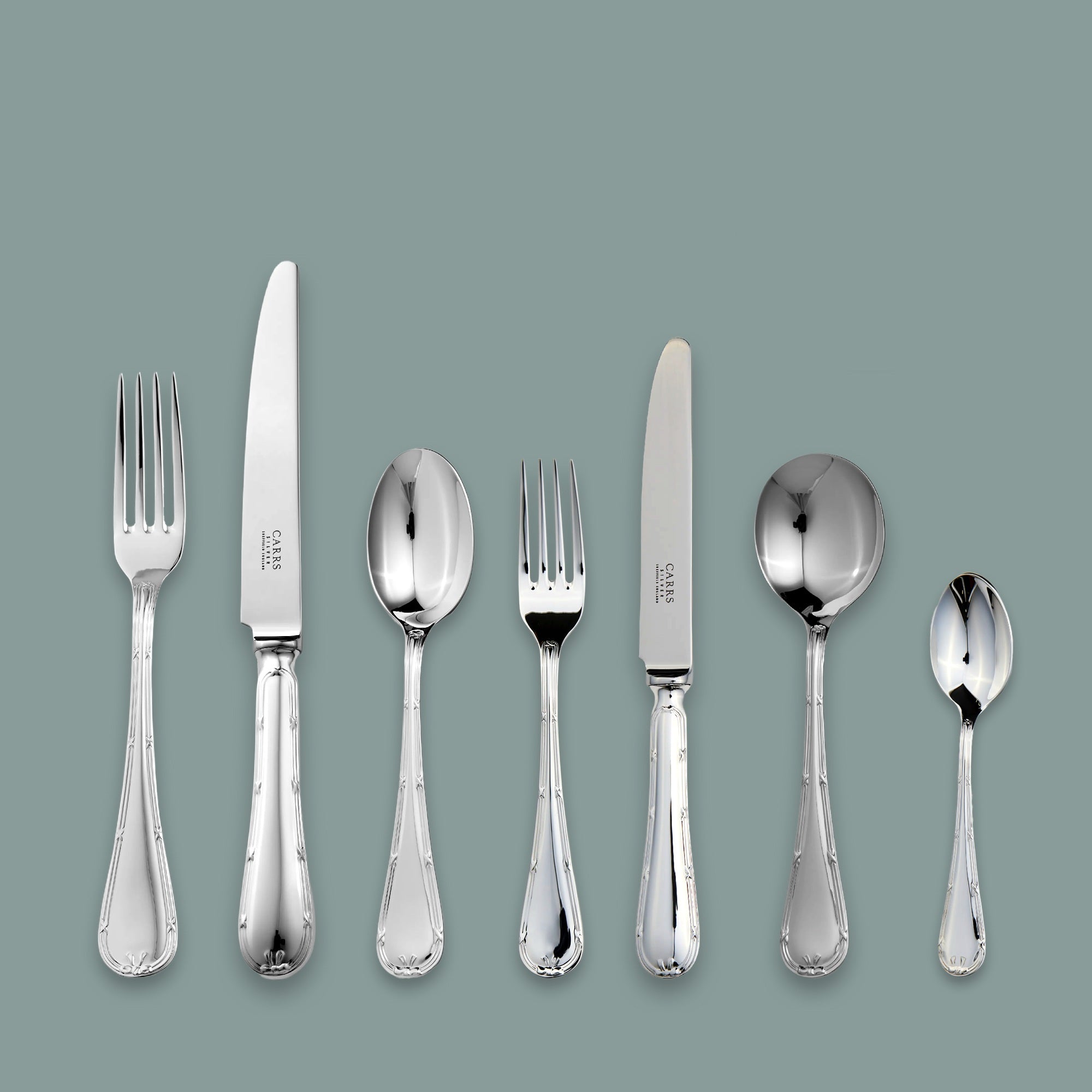 Carrs English Reed & Ribbon Sterling Silver Cutlery 84 Piece Set - for ...