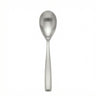 Satin steel dessert spoon on white background