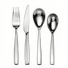 Satin steel 4 piece cutlery set including knvives, forks and spoons on white background
