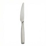 Satin steel table knife on white background
