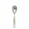 Satin steel teaspoon on white background