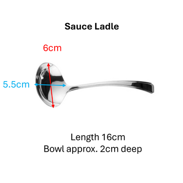Sauce ladle with measurements on a white background
