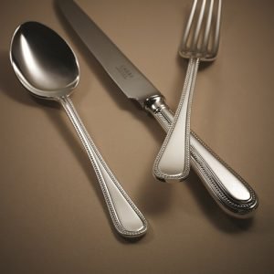 Bead Cutlery Table knife table fork dessert spoon, Carrs of Sheffield