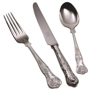 Queens Cutlery Table knife table fork dessert spoon, Carrs of Sheffield
