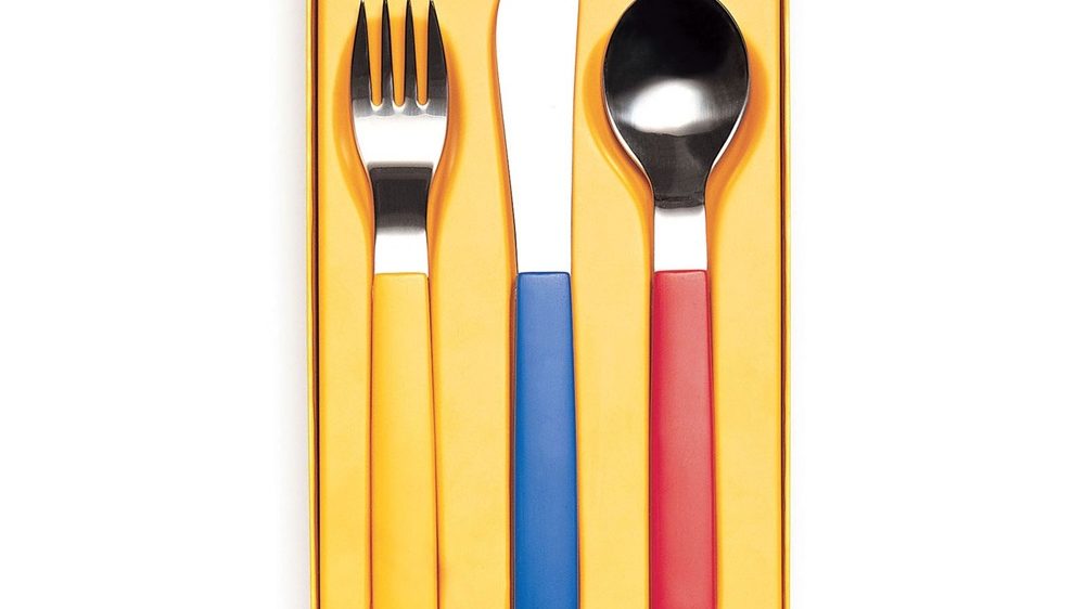 Children's Multicolour Cutlery Set in a box, by David Mellor