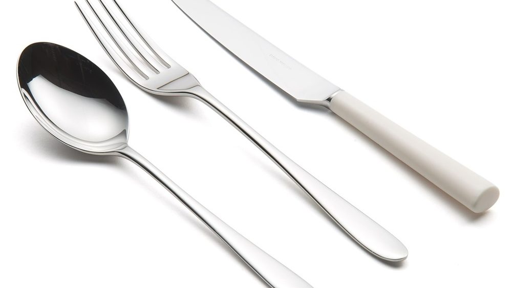 David Mellor Pride Cutlery with white handles 3 piece setting