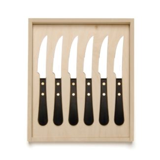 David Mellor Provencal Stainless Steel Steak Knife Set in Wooden Box