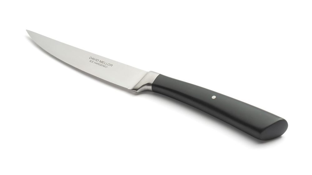 David Mellor black handle steak knife angle