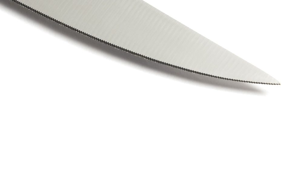 David Mellor black handle steak knife blade tip