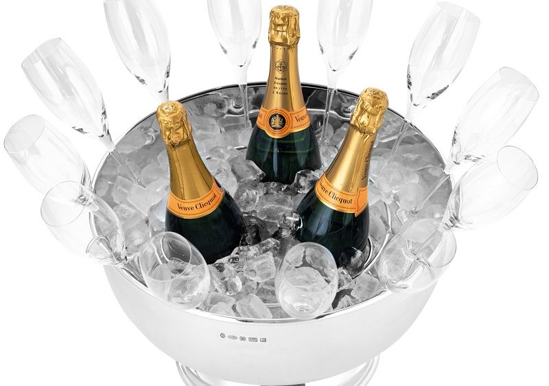 Sterling Silver Champagne Bowl, pictured with Veuve Clicquot Champagne, Carrs of Sheffield