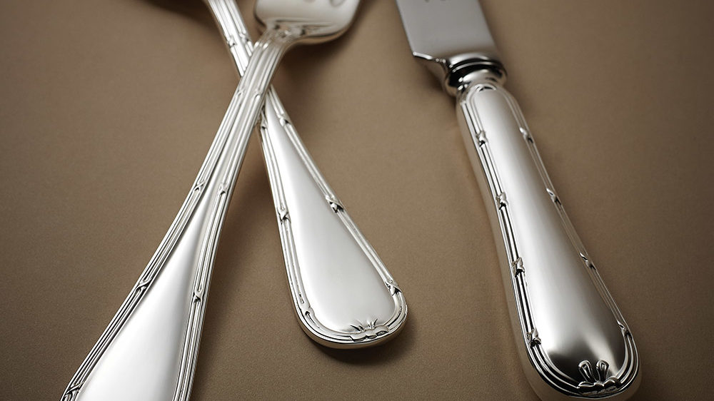 English Reed & Ribbon Silver Cutlery by Carrs Silver