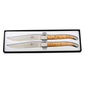 Case of 2 Birch Table Knives, Forge de Laguiole