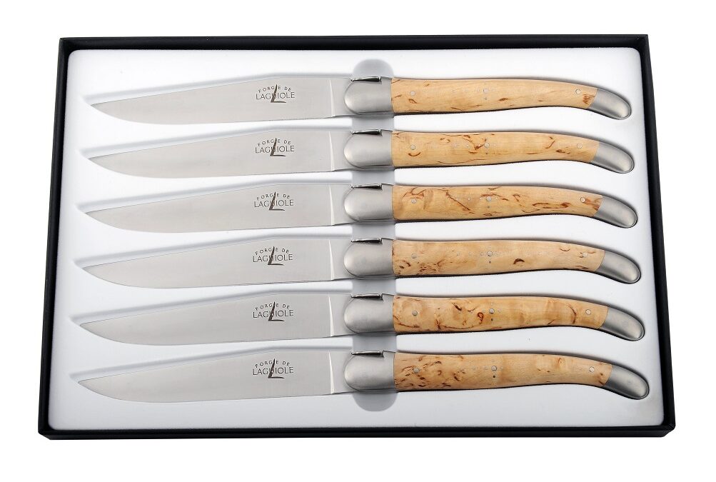Case of 6 Birch Table Knives, Forge de Laguiole