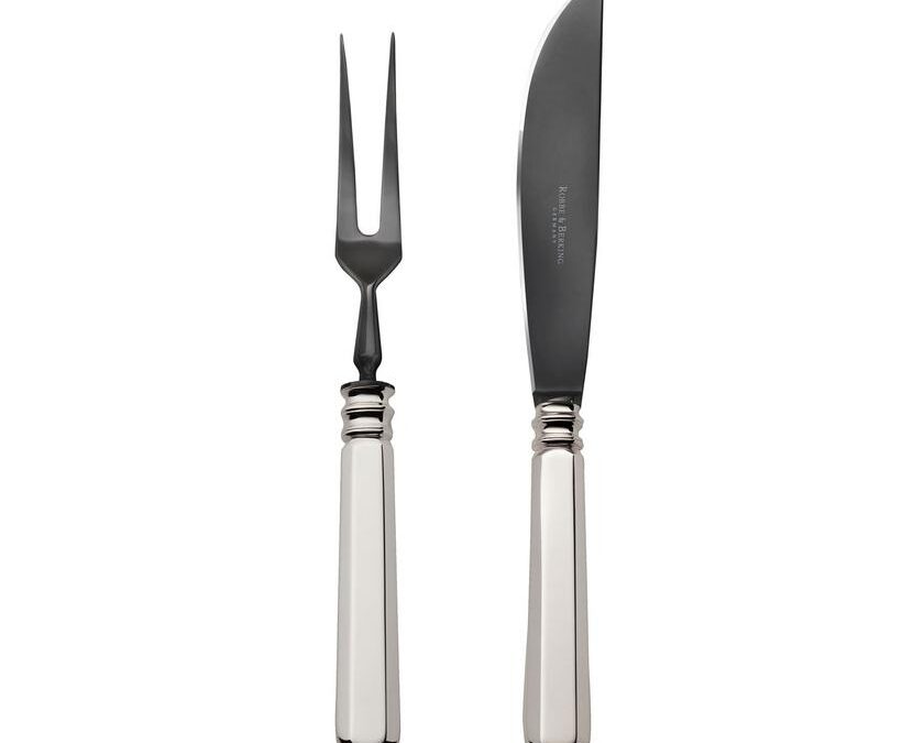 Alt-Spaten carving knife and fork in frozen black