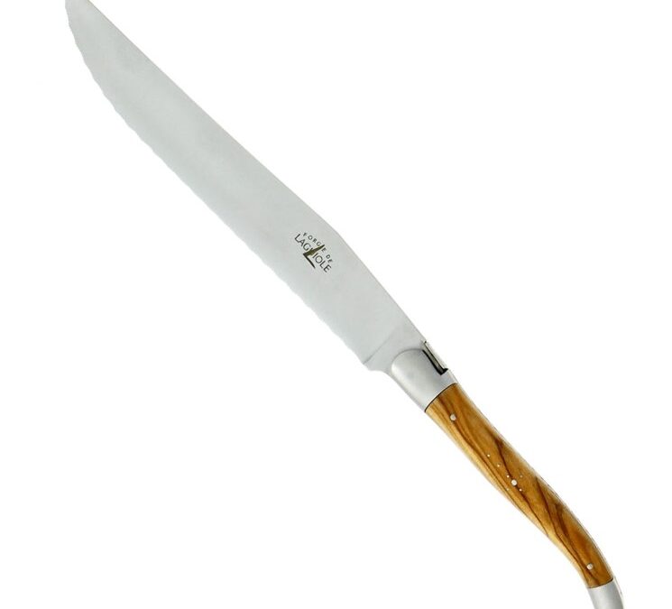 Olive Wood Bread Knife, Forge de Laguiole (diagonal)