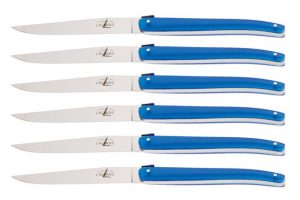 Jean-Michel Wilmotte blue steak knives, Forge de Laguiole