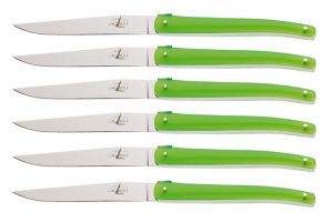 Jean-Michel Wilmotte green steak knives, Forge de Laguiole