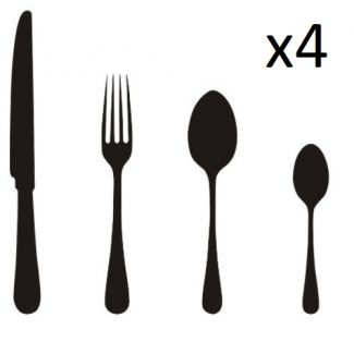 16 Piece cutlery illustrustration