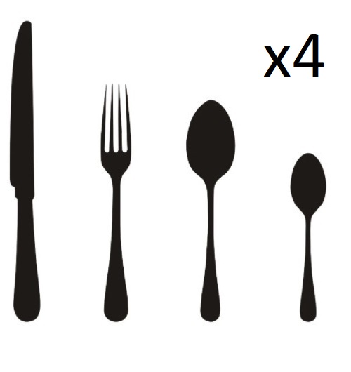 16 Piece cutlery illustrustration