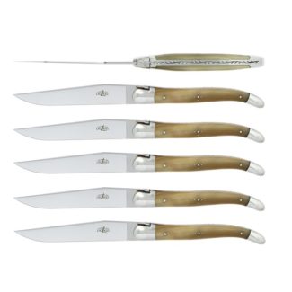 Light Horn Polished Steak knives, set of 6 - by Forge de Laguiole