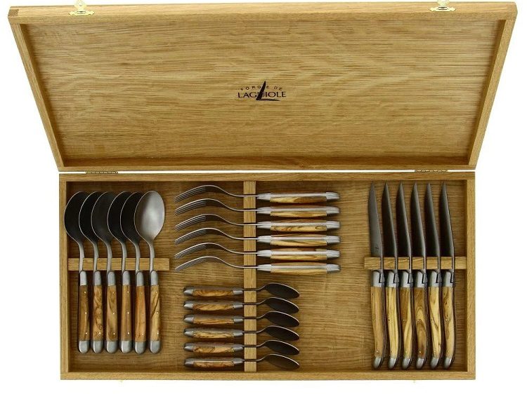 Set of 24 pieces Laguiole wood handle made in France