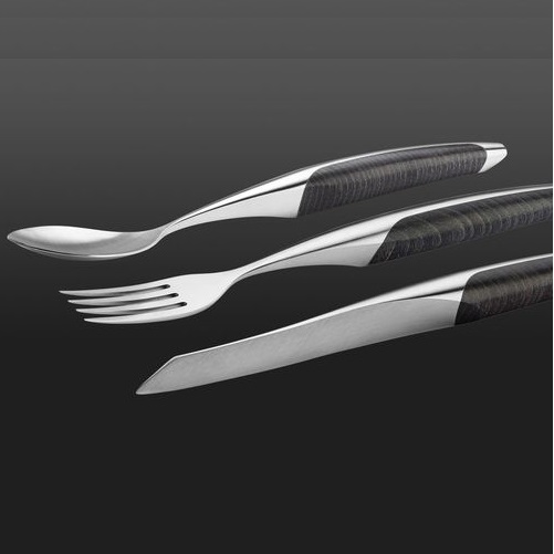 Dark Ash steak fork & spoon set