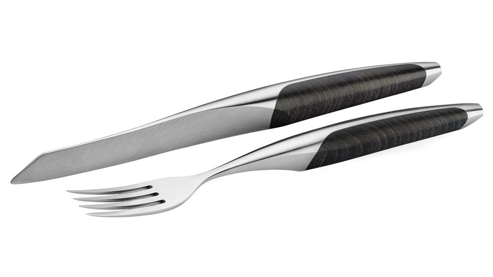 Sknife Dark Ash Steak Knife & Fork