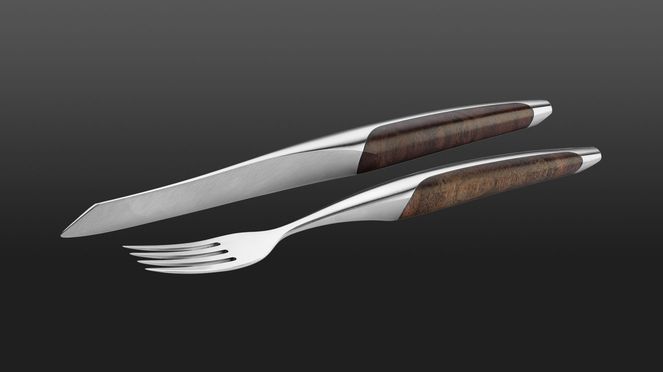 Walnut Steak knife and fork (2)