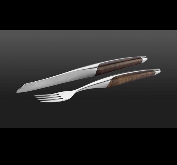 Walnut Steak knife and fork by sknife