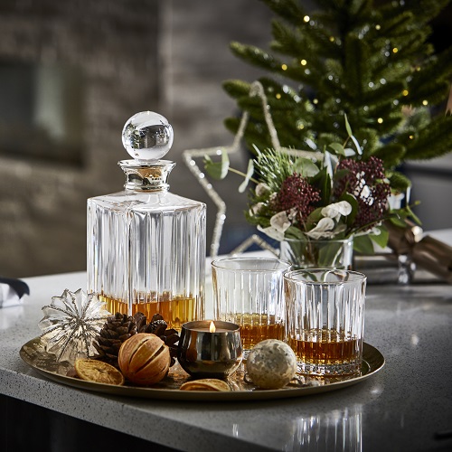 Crystal Decanter and glasses, by Carrs Silver