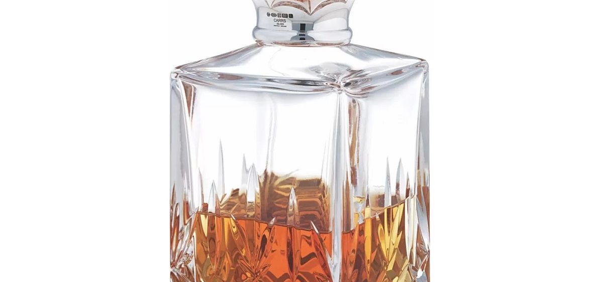 Carrs Sterling Silver Crystal Henley Cut Spirit Decanter