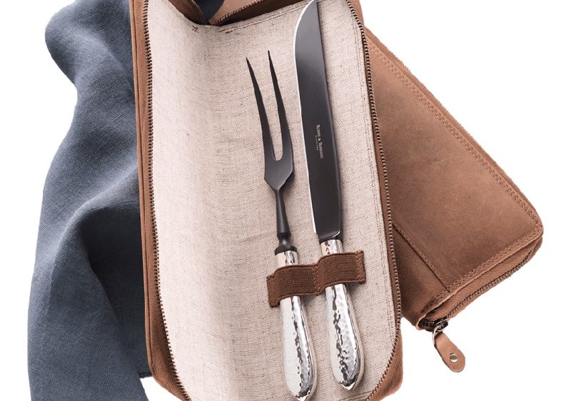 R&B Martele Carving Set in Leather Pouch 2 Frozen Black