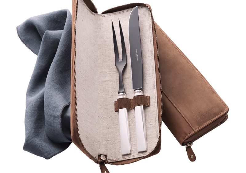 R&B Riva Carving Set in Leather Pouch 2 Frozen Black