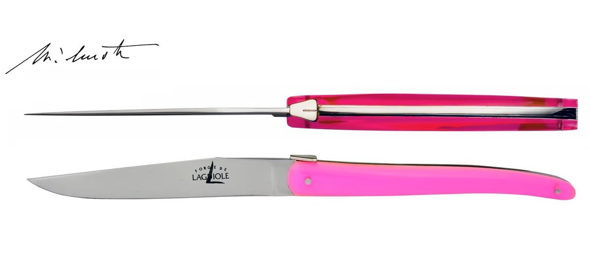 Jean Michel Wilmotte 2 Steak Knives pink by Forge de Laguiole