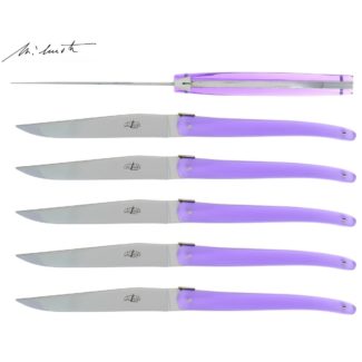 Jean Michel Wilmotte 6 Steak Knives lilac by Forge de Laguiole