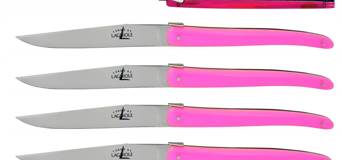 Jean Michel Wilmotte 6 Steak Knives pink by Forge de Laguiole