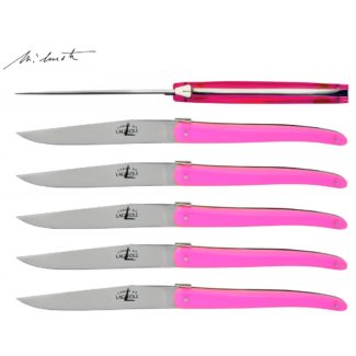 Jean Michel Wilmotte 6 Steak Knives pink by Forge de Laguiole