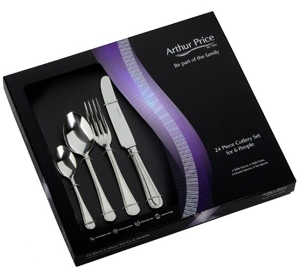 Arthur Price Classic Stainless Steel Cutlery 24 Piece Box Set Bead