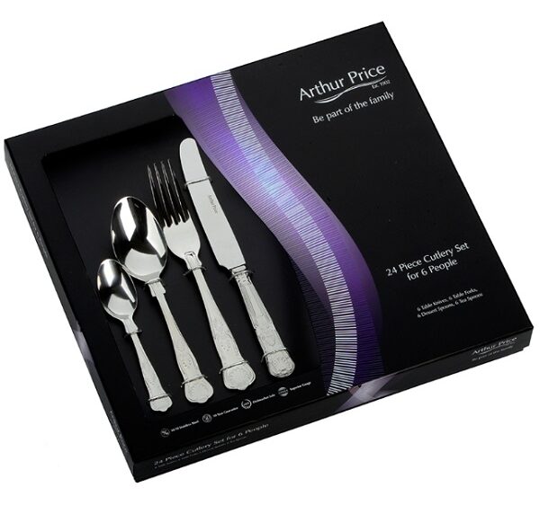 Arthur Price Classic Stainless Steel Cutlery 24 Piece Box Set Kings