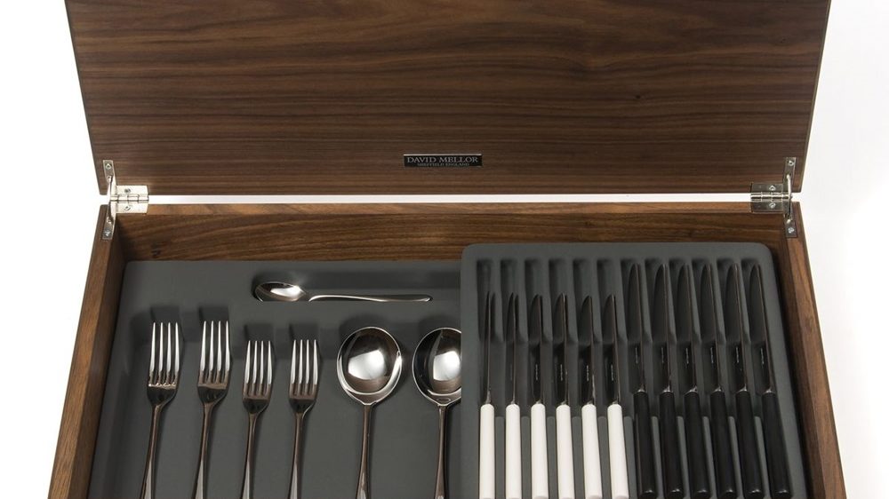 David Mellor Pride Cutlery Canteen Walnut with Black or Ivory Handles