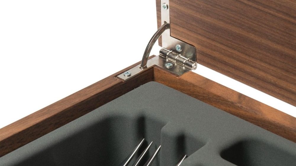 David Mellor Liner Stainless Steel Cutlery Walnut Canteen hinge