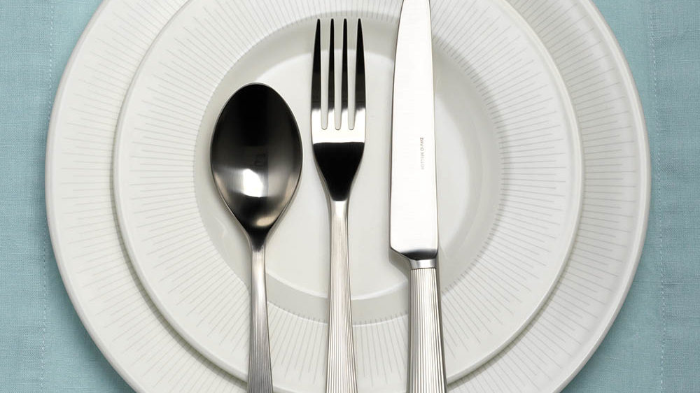 David Mellor Liner Stainless Steel Cutlery on blue